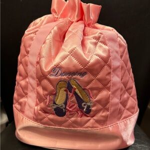 Never Used Pink Quilted Dance Ballet Bag Backpack Embroidered